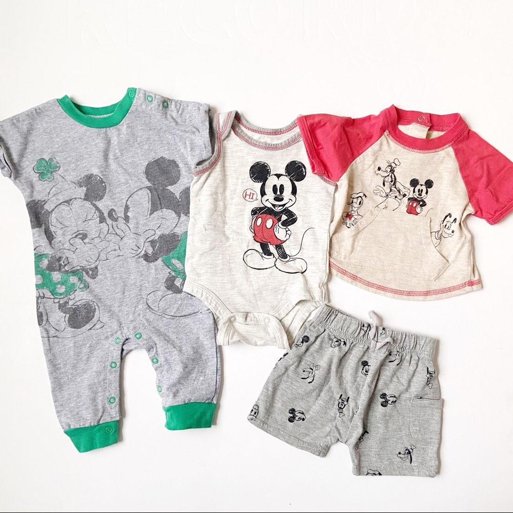 Lot of 4 pc Disney Baby clothes, 0-3 & 3-6 mos